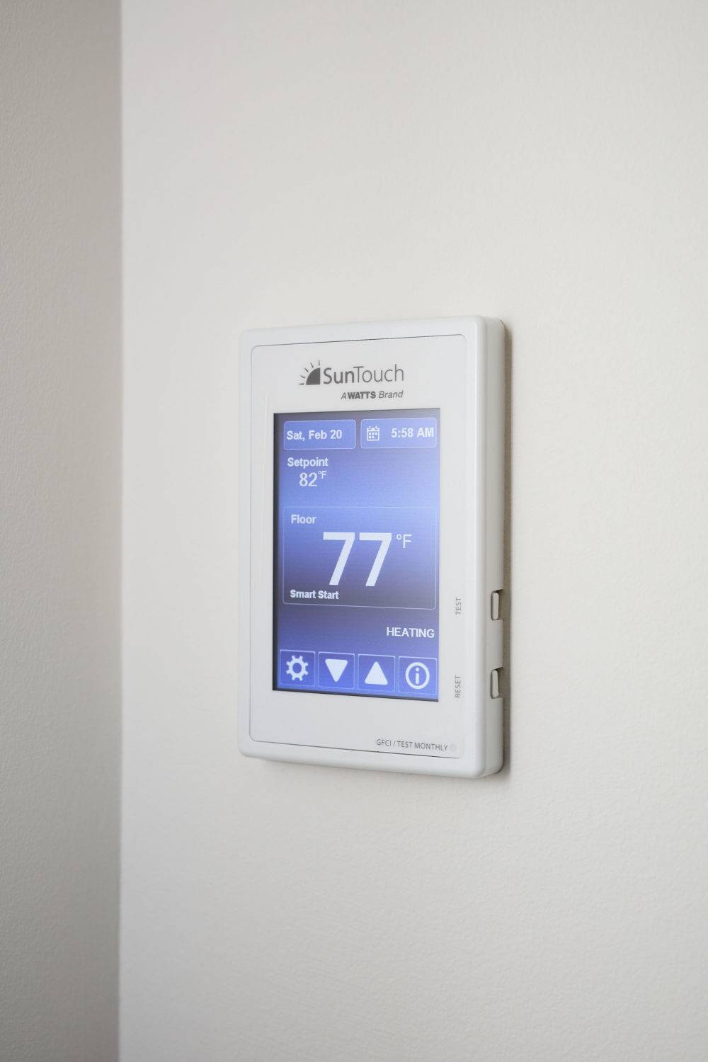 SunTouch heated floors programmable thermostat display